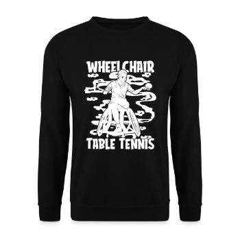 Tischtennis Pingpong Rollstuhl - Unisex Pullover - Schwarz - Vorne - Alina (178cm) & Michal (187cm)