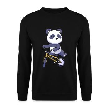 Großer Panda Pandabär Fahrrad - Unisex Pullover - Schwarz - Vorne - Alina (178cm) & Michal (187cm)