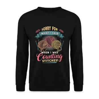 Crocheting I Am Sorry For What I Said Needlework - Unisex Sweatshirt - black - Front - Alina (178cm) & Michal (187cm)