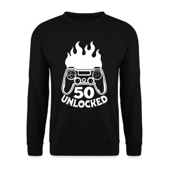 Gamer Gaming Birthday Level 50 Unlocked - Unisex Sweatshirt - black - Front - Alina (178cm) & Michal (187cm)