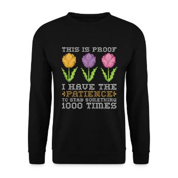 Point de croix C’est la preuve que j’ai Needlepoint - Sweat-shirt Unisexe - noir - Devant - Alina (178cm) & Michal (187cm)