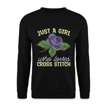 Cross Stitch Just A Girl Who Loves Sewing Machine - Unisex Sweatshirt - black - Front - Alina (178cm) & Michal (187cm)