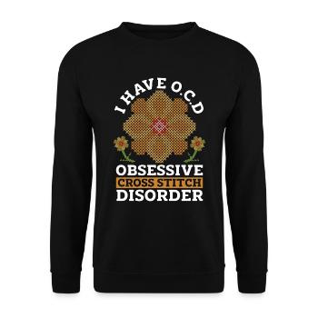 Point de croix J’ai O.C.D Couture croisée obsessionnelle - Sweat-shirt Unisexe - noir - Devant - Alina (178cm) & Michal (187cm)