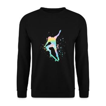 Skateboarding Skateboard Skater Farbklex Brush - Unisex Pullover - Schwarz - Vorne - Alina (178cm) & Michal (187cm)
