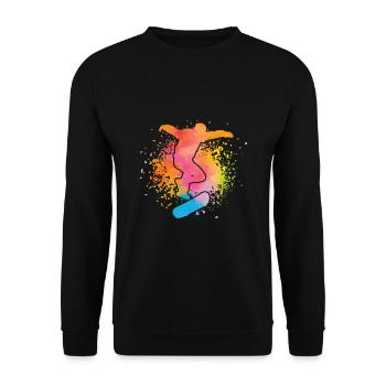Skateboarding Skateboard Skater Farbklex Brush - Unisex Pullover - Schwarz - Vorne - Alina (178cm) & Michal (187cm)