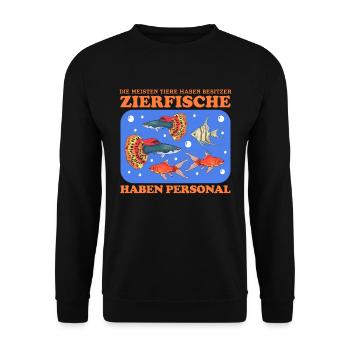 Aquarium Aquaristik Aquarianer Zierfisch Geschenk - Unisex Pullover - Schwarz - Vorne - Alina (178cm) & Michal (187cm)