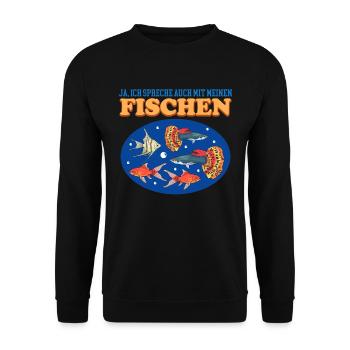 Aquarium Aquaristik Aquarianer Zierfisch Geschenk - Unisex Pullover - Schwarz - Vorne - Alina (178cm) & Michal (187cm)