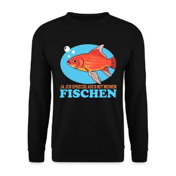 Aquarianer Aquarium Aquaristik Zierfisch Geschenk - Unisex Pullover - Schwarz - Vorne - Alina (178cm) & Michal (187cm)