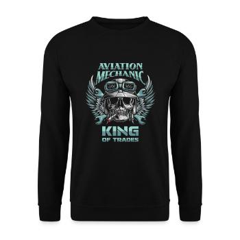 Roi mécanicien d’avion - Sweat-shirt Unisexe - noir - Devant - Alina (178cm) & Michal (187cm)