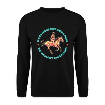 Horse Equestrian Cool Endurance Riding - Unisex Sweatshirt - black - Front - Alina (178cm) & Michal (187cm)