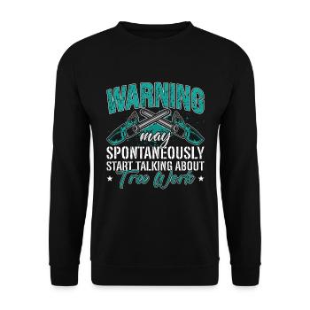 Wood Carving Warning May Spontaneously Woodworking - Unisex Pullover - Schwarz - Vorne - Alina (178cm) & Michal (187cm)