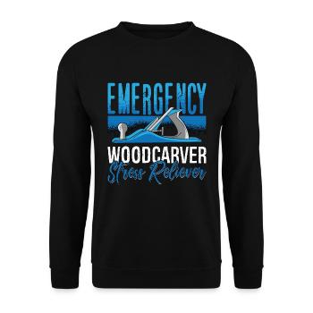 Wood Carving Emergency Woodcarver Woodworking - Unisex Pullover - Schwarz - Vorne - Alina (178cm) & Michal (187cm)