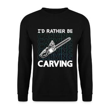 Wood Carving I'd Rather Be Carving Woodworking - Unisex Sweatshirt - black - Front - Alina (178cm) & Michal (187cm)
