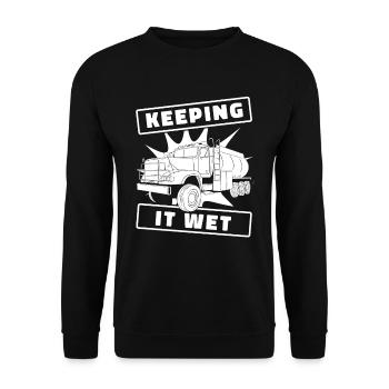 Lkw Fahrer Trucker Lastwagenfahrer - Unisex Pullover - Schwarz - Vorne - Alina (178cm) & Michal (187cm)
