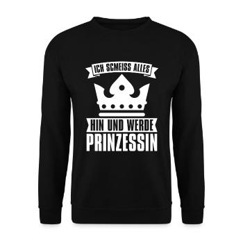 Prinzessin Krone - Unisex Pullover - Schwarz - Vorne - Alina (178cm) & Michal (187cm)