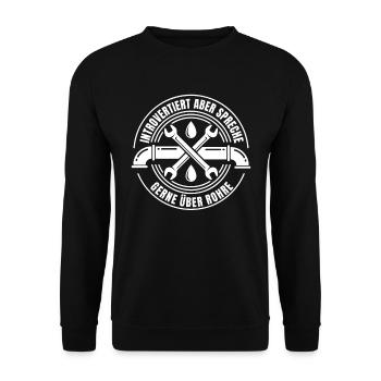 Rohrleitungsbauer - Unisex Pullover - Schwarz - Vorne - Alina (178cm) & Michal (187cm)