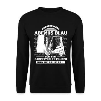 Gabelstapler Staplerfahrer - Unisex Pullover - Schwarz - Vorne - Alina (178cm) & Michal (187cm)