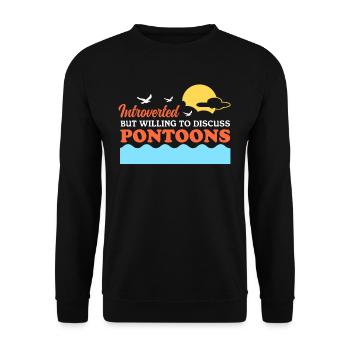Pontoon Pontoon Boat Captain Gift - Unisex Sweatshirt - black - Front - Alina (178cm) & Michal (187cm)