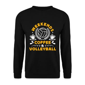 Beach Volleyball Weekends Coffee & Volleyball Set - Unisex Pullover - Schwarz - Vorne - Alina (178cm) & Michal (187cm)