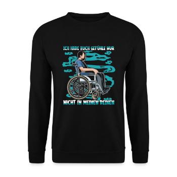 Rollstuhl Rollstuhlfahrer - Unisex Pullover - Schwarz - Vorne - Alina (178cm) & Michal (187cm)