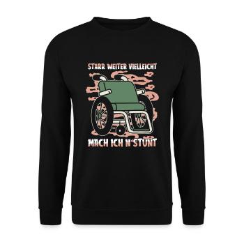 Rollstuhl Rollstuhlfahrer - Unisex Pullover - Schwarz - Vorne - Alina (178cm) & Michal (187cm)
