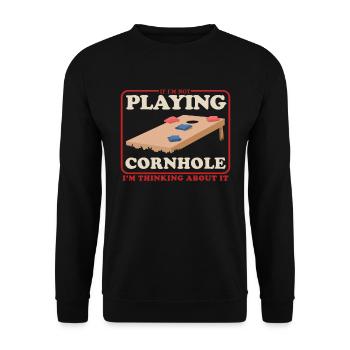 Cornhole Player Blind Hole Bean Bag Cadeau - Sweat-shirt Unisexe - noir - Devant - Alina (178cm) & Michal (187cm)