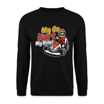 Go Kart Kartfahren Kartfahrer Cool - Unisex Pullover - Schwarz - Vorne - Alina (178cm) & Michal (187cm)