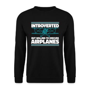 Airplane Mechanic Introvert - Unisex Sweatshirt - black - Front - Alina (178cm) & Michal (187cm)