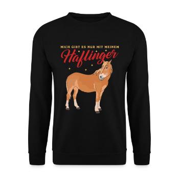 Haflinger Pferd Haffi Pferdebesitzer Geschenk - Unisex Pullover - Schwarz - Vorne - Alina (178cm) & Michal (187cm)