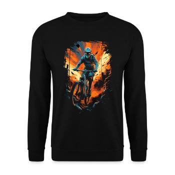 Downhill Biker Mountain Bike - Unisex Sweatshirt - black - Front - Alina (178cm) & Michal (187cm)