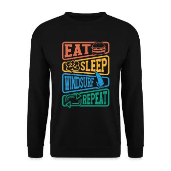 Windsurfing Eat Sleep Windsurf Repeat Water Sports - Unisex Pullover - Schwarz - Vorne - Alina (178cm) & Michal (187cm)