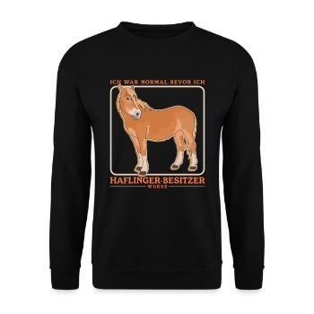 Haflinger Pferde Pferdebesitzer Haffi Geschenk - Unisex Pullover - Schwarz - Vorne - Alina (178cm) & Michal (187cm)