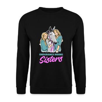 Horse Equestrian Sister Endurance Riding - Unisex Sweatshirt - black - Front - Alina (178cm) & Michal (187cm)