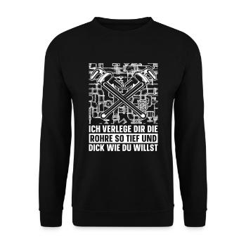 Rohrleitungsbauer - Unisex Pullover - Schwarz - Vorne - Alina (178cm) & Michal (187cm)