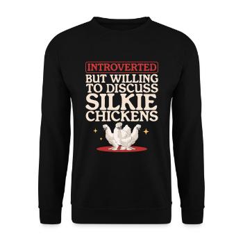 Silk Chicken Silk Chickens Silkie Chickens Gift - Unisex Sweatshirt - black - Front - Alina (178cm) & Michal (187cm)