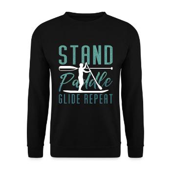 Stand Up Paddle Stand Paddle Glide Paddleboarding - Unisex Sweatshirt - black - Front - Alina (178cm) & Michal (187cm)