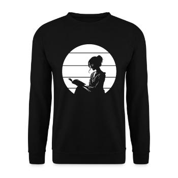 Book Bookworm Bookworm - Unisex Sweatshirt - black - Front - Alina (178cm) & Michal (187cm)
