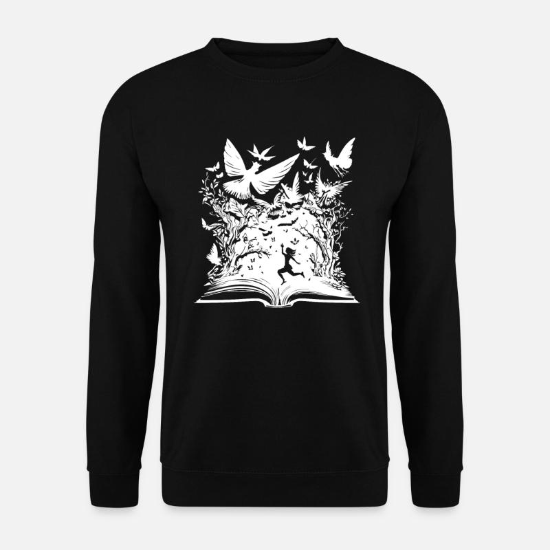 Buch Leseratte Bücherwurm Vögel - Unisex Pullover - Schwarz