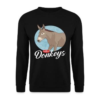 Esel Eselchen Eselbesitzer Eselliebhaber Geschenk - Unisex Pullover - Schwarz - Vorne - Alina (178cm) & Michal (187cm)