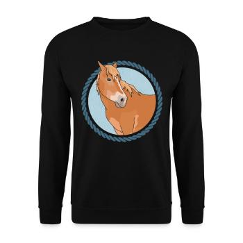 Haflinger Pferd Haffi Pferdebesitzer Geschenk - Unisex Pullover - Schwarz - Vorne - Alina (178cm) & Michal (187cm)