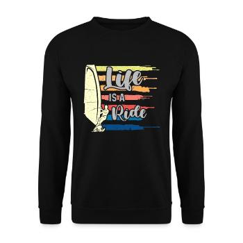 Windsurfing Life Is A Ride Surfboarder Water Sport - Unisex Sweatshirt - black - Front - Alina (178cm) & Michal (187cm)