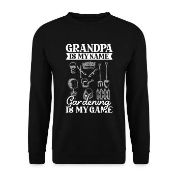 Hobbygärtner Garten Garten Opa - Unisex Pullover - Schwarz - Vorne - Alina (178cm) & Michal (187cm)