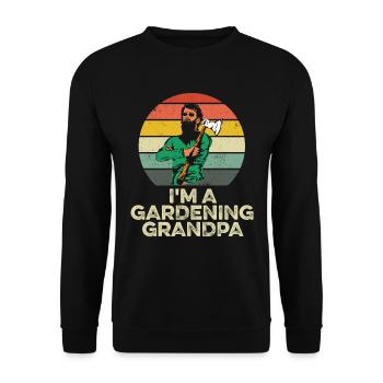 Hobbygärtner Garten Opa Gärtnerischer Opa - Unisex Pullover - Schwarz - Vorne - Alina (178cm) & Michal (187cm)