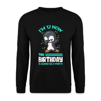 12. Geburtstag 12 Jahre Geschenkidee Geschenk - Unisex Pullover - Schwarz - Vorne - Alina (178cm) & Michal (187cm)