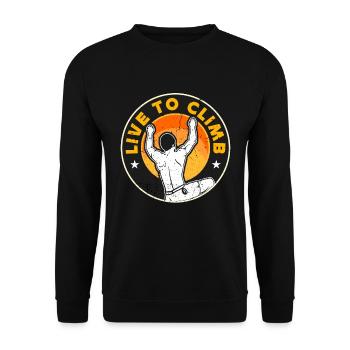 Indoor Climbing Live To Climb Bouldering Climber - Unisex Pullover - Schwarz - Vorne - Alina (178cm) & Michal (187cm)
