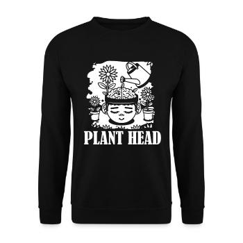Hobbygärtner Garten Gartenkatze Plant Head - Unisex Pullover - Schwarz - Vorne - Alina (178cm) & Michal (187cm)