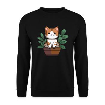 Hobbygärtner Garten Katzenartig Gartenkatze - Unisex Pullover - Schwarz - Vorne - Alina (178cm) & Michal (187cm)