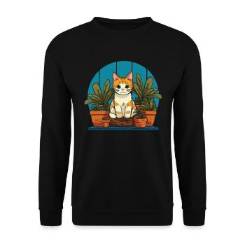 Jardinier amateur plantes de jardin chat de jardin - Sweat-shirt Unisexe - noir - Devant - Alina (178cm) & Michal (187cm)