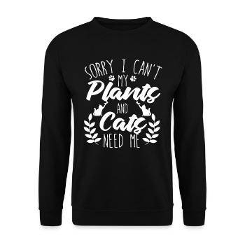 Hobbygärtner Garten Gartenkatze - Unisex Pullover - Schwarz - Vorne - Alina (178cm) & Michal (187cm)