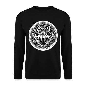 Wolf Wikinger Nordisch Kreis Centic - Unisex Pullover - Schwarz - Vorne - Alina (178cm) & Michal (187cm)